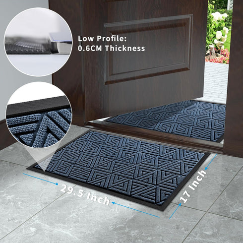Yimobra Door Mat Outdoor Entrance, Heavy Duty Welcome Mat for Home Entry, Waterproof, Easy Clean, 29.5 x 17, Blue
