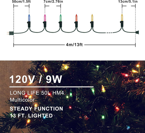 Hopolon 2 Pack 13ft 50 Clear Mini Xmas String Lights, Green Wire Cord for Indoor/Outdoor Christmas Decoration