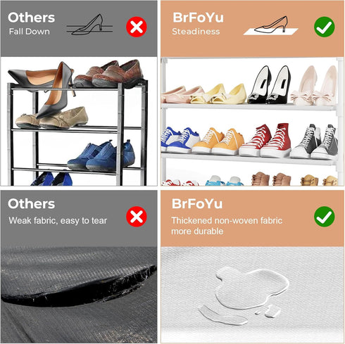 34" Closet 16 3 Widening Design Shoe Rack for Pairs Small Spaces Non-Woven Tier Shoe Organizer Stackable Metal Shoe