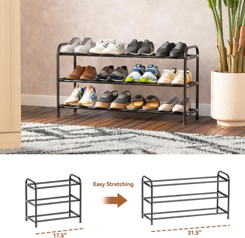 3 16 SUFAUY Tier Expandable Metal Shoe Rack Organizer for Pairs Shoes, Black