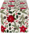 DII Woodland Holly Christmas Holiday Table Runner, 14x72, Poinsettia & Christmas Greenery