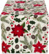 DII Woodland Holly Christmas Holiday Table Runner, 14x72, Poinsettia & Christmas Greenery