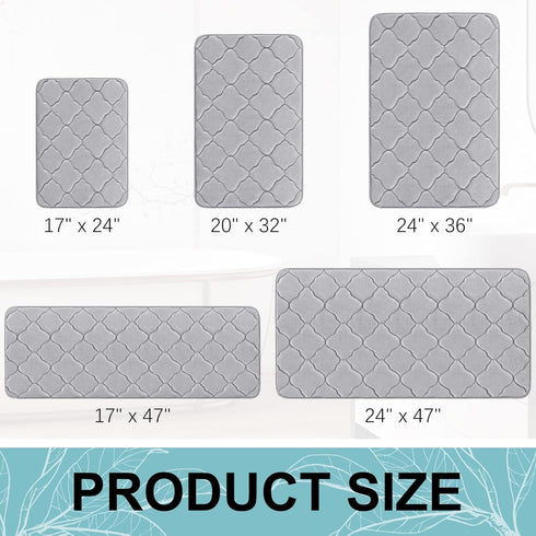 OLANLY Memory Foam Bath Mat Rug 36x24 - Ultra Soft Non Slip and Absorbent Bathroom Rug, Grey