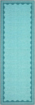 2.5x8 GarveeHome Scalloped Teal Runner Rug for Hallway Washable Kitchen Rugs Non Slip Solid Modern Soft Low-Pile Indoor