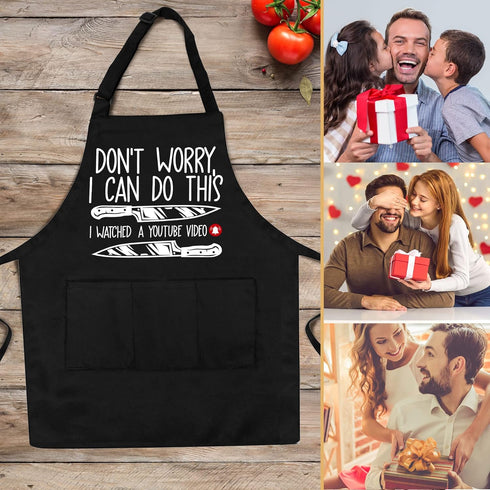 Funny Grill-Apron for Men, Father's Day, Christmas, Birthday Gifts for Dad from Daughter, Son, Wife