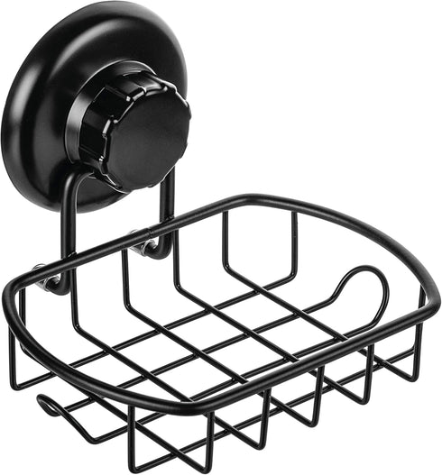Suction Soap Dish with Hooks - Rustproof Stainless Steel SS304 Shower Soap Holder - Powerful Vacuum Suction Cup Sponge