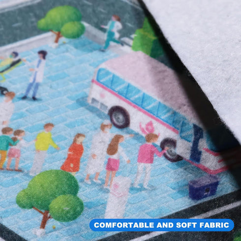 70x80CM Houkiper Kids Carpet Playmat Rug, Felt Cloth Fire-Themed Game Playmat, Foldable Non Slip Kids Rug for Playroom