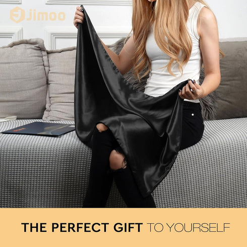 100% Mulberry Silk Pillowcase, 22 Momme Pure Natural Silk, Both Sided with Zipper, Standard Size (Black, 20'' 26'')