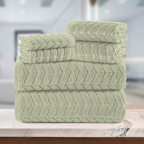 6-Piece 100% Set 2 2 2 Elegant Comfort Luxury Turkish Cotton Jacquard Braided Textured Premium Hotel Quality Towel Soft