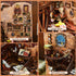 3D MiniCity Book Nook Kit, DIY Miniature Dollhouse Booknook Kit, Wooden Puzzle Bookend Bookshelf Insert Decor with LED