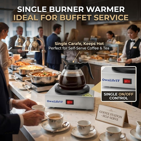 Commercial 60W 176 Commercial Coffee Warmer, Single Burner Decanter Warmer Plate, Stainless Steel Portable Warmer