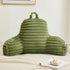 Memfydu Faux Fur Fluffy Sage Reading Pillow with Pockets, Luxury Striped Plush Decorative, Arm Rests and Back Support