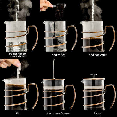 OVENTE 27 Ounce French Press Coffee & Tea Maker, Durable Borosilicate Glass, 4 Filter Stainless Steel Plunger System