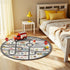 3.3ft Round Kids Town Road Car Play Rug - Non-Slip Faux Wool Carpet with Interactive City Map Design, Educational Toy