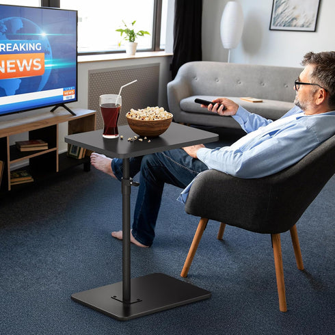 360 NiHome Minimalist Height Adjustable End Table, Rotatable Sofa Armrest Side Tray Table, Adjustable Legs Space-Saving
