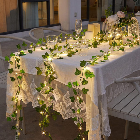 12 Packs 84FT 200 Artificial Ivy, Garland Hanging Plants Fake Vines with LED String Light for Bedroom Wedding Party
