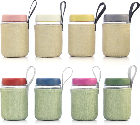 18 OZ 8 Pack Overnight Oats Jars with Airtight Lids and Jar
