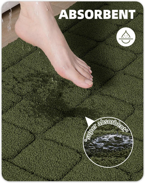 Color&Geometry Green Bath Mat, Non Slip Washable 24"x36" Large Absorbent Bath Mats for Bathroom and Bathtub