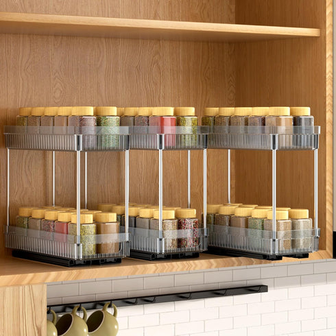 DABIGE 3 Pack Pull Out Spice Rack Organizer for Cabinet, 2 Tier Slide