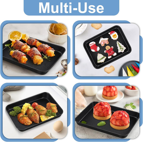 TeamFar Toaster Oven Pans, 10.5 x 8 x 1 Inch Carbon Steel Baking Tray, Non-Toxic & Non-Stick, 2 PCS