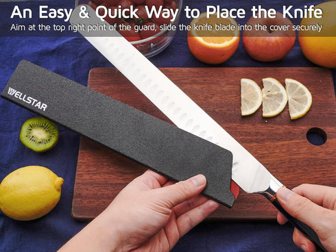 WELLSTAR 2 Piece Knife Edge Guards Set, 12 Inch Universal Blade Covers, BPA Free, Non-Scratch Felt Lining