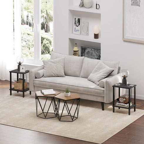 2-Tier TB01BMK034 TUTOTAK End Table, Side Table, Nightstand, Storage Shelf, Sofa Side Table for Small Space, Living