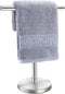 T-Shape Bath Hand Towel Holder Stand - Stainless Steel Free Standing Rack for Bathroom and Kitchen, Silver