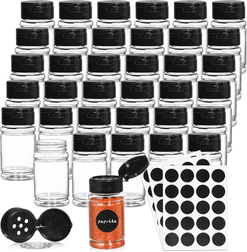 Tosnail 36 Pack 2.7 Oz Small Plastic Spice Bottles with Black Shaker