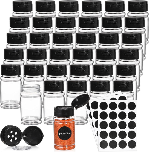 Tosnail 36 Pack 2.7 Oz Small Plastic Spice Bottles with Black Shaker