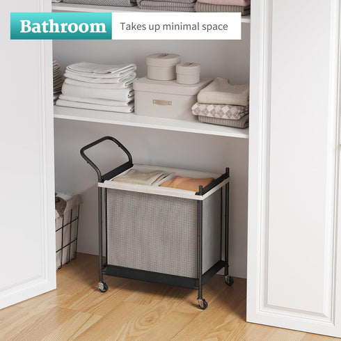 2 120L, Laundry Hamper with Wheels - Section Laundry Basket Removable Washable Bags, Height-Fitted Rolling Laundry Cart
