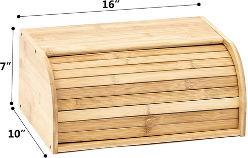 Trademark Innovations 16" Tan Bamboo Rolltop Bread Box by