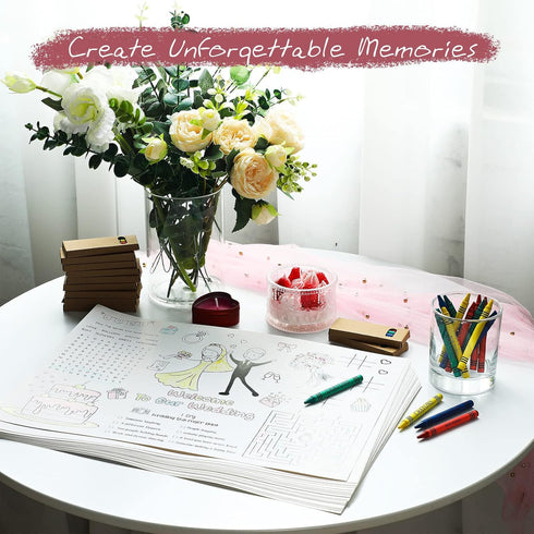 24 Set 24 24 Packaged 15.7''x11'' Pasimy Wedding Activity for Kids Including Pcs Wedding Coloring Placemats Books
