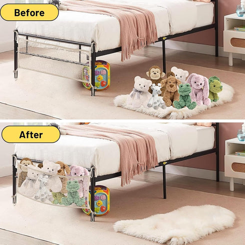 Stuffed Animal Storage Net for Kids, Bedside Organizer Net for Neatly Storing Stuffed Animals, Beige Cotton