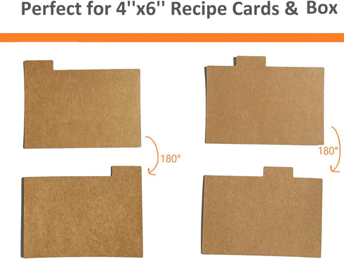 Recipe Card Dividers 4x6 with Tabs (Set of 24) - Printed Cooking Tips Recipe Box Dividers Made of Thick Cardstock