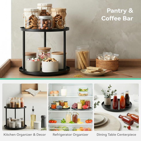 MUNEK 9" Organizer,2 Lazy Susan Tier Rotating Spice Rack Organization,Metal Lazy Susan for Table Top,Pantry, Bathroom
