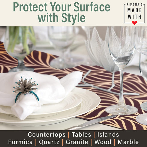 RIMONA'S Waterproof Thermo Heat Resistant Table Runner and Trivet for Hot Dishes, 40" Fields of Blue