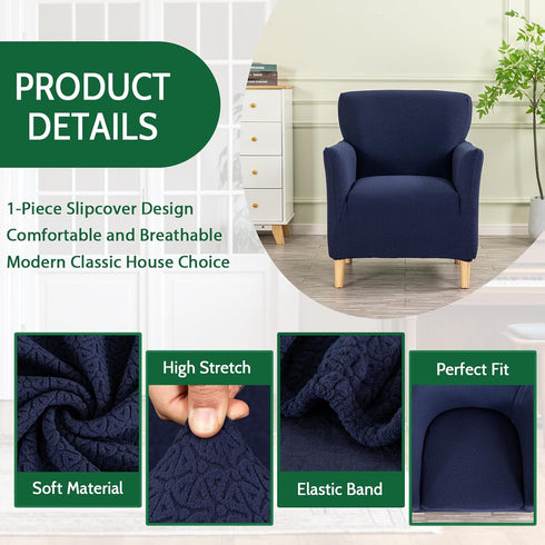 1 Blue,1PC) Stretch Chair Covers with Arms Piece Accent Chair Cover Banquet Armchair Slipcover Ice Patterned Jacquard