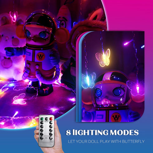 120 19.7FT Butterfly Fairy Lights for Bedroom Curtain Ceiling Wall Decor USB Plug-in Led Twinkle String Light