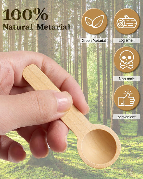 MORGLES 60pcs Small Wooden Spoons Set, 3 Inch Mini Spoons for Jars, Disposable Bulk Wood Tasting Spoon