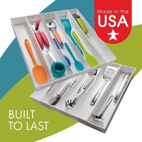 Dial Industries 2544 Utensil Organizer Tray, Expand-A-Drawer, White