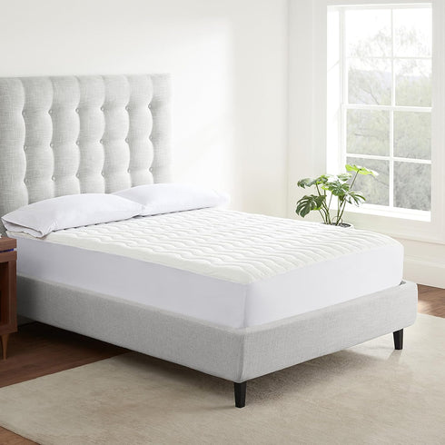 Serta Air Dry Basic Comfort Performance Fabric Quilted Mattress Pad - Cooling Mattress Cover with 15" Deep Pocket, Twin