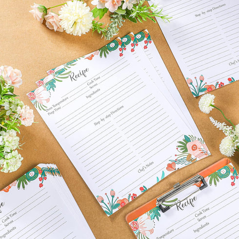 50 Sheets Full Size Recipe Paper Refill Pages, 8.5 x 11 Inch for Recipe Binder Book