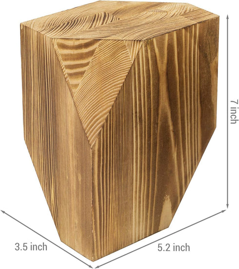 Set of 2 Rustic Burnt Solid Wood Geometric Style Bookends by MyGift
