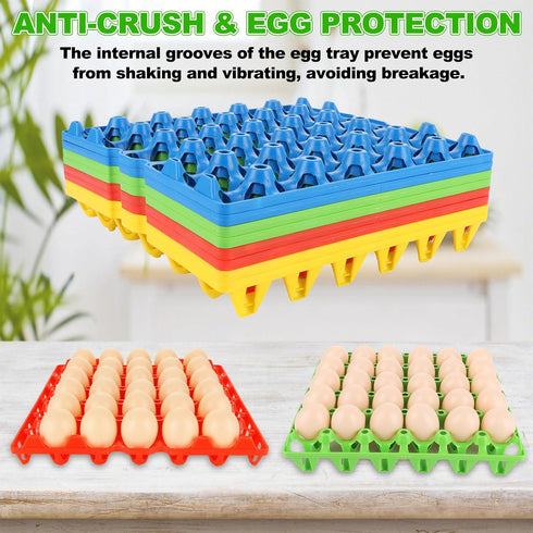 16 30 4 PCS Plastic Egg Tray Cell Egg Flats Crates Stackable Egg Cartons Reusable Carton, Hold Multiple Eggs, Great