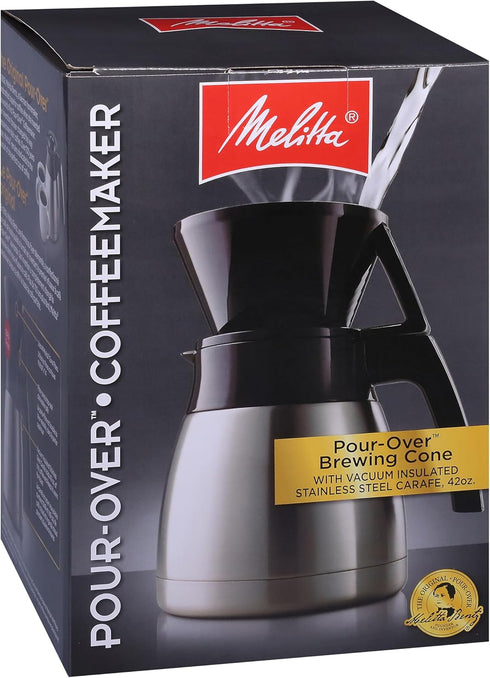 Set 42 Set Melitta Pour-Over Coffee Brewer & Stainless Steel Carafe with Coffee Filters, Ounce