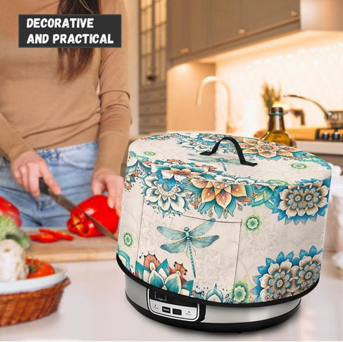 Mandala Dragonfly Slow Cooker Cover Compatible with 6-8 Quart Crock Pot, Washable Dustproof Appliance Cover