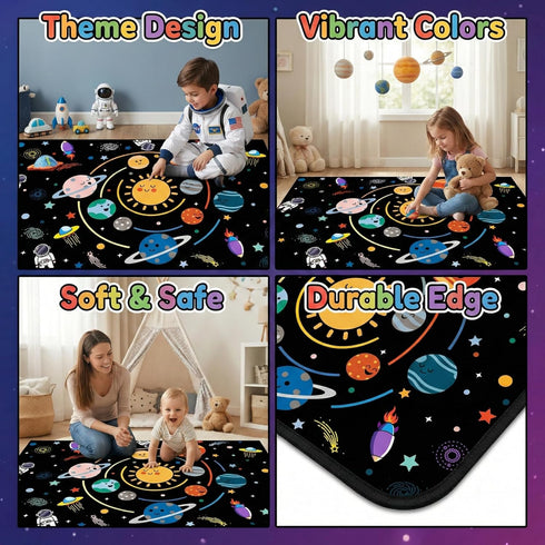 Decor,3'5' Space Rugs for Kids Bedroom,Outer Space Rug for Boys Room with Solar System,Planets Theme Area Carpet