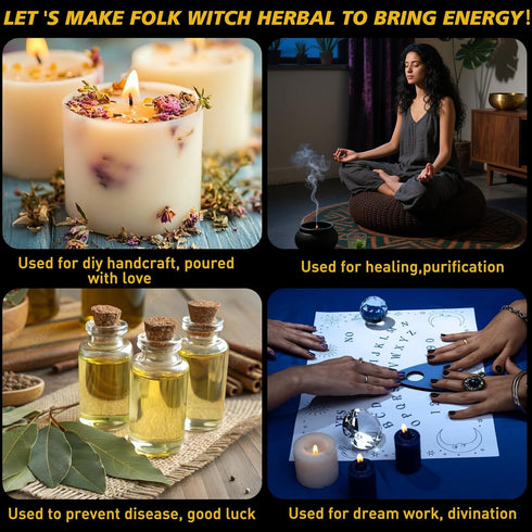 Tikem Kitch 70pack Set Witchcraft Supplies Herbs Kit, Dried Flowers for Witch Beginner, Bulk Herb Gift for Wicca