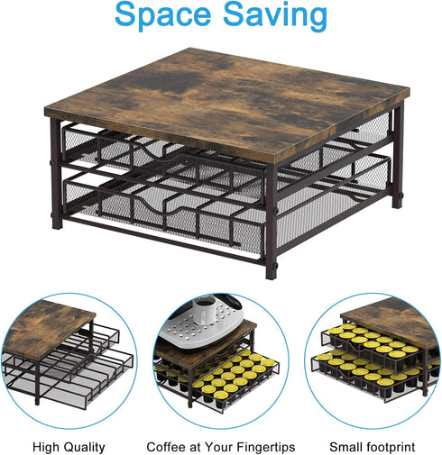 Coffee Pod Holder for Counter, 72 Capacity Drawer for Keurig Pod Storage with Sliding Baskets for Coffee Station