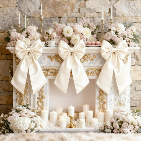 Big Bow Decor Cream White Large Coquette Bow as Crib Skirt Girls